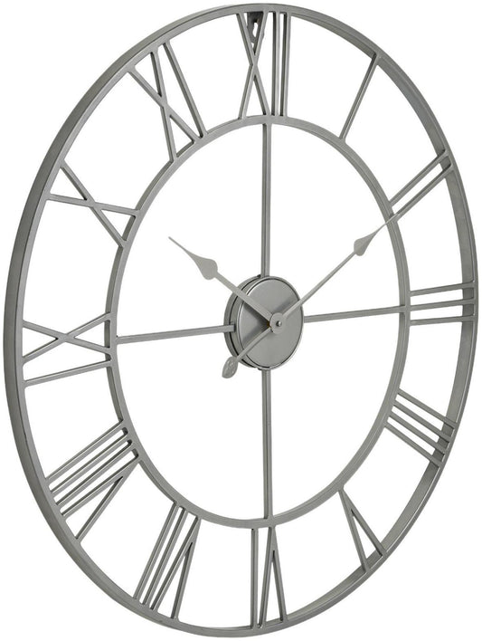 Silver Metal Skeleton Wall Clock - 70cm x 70cm