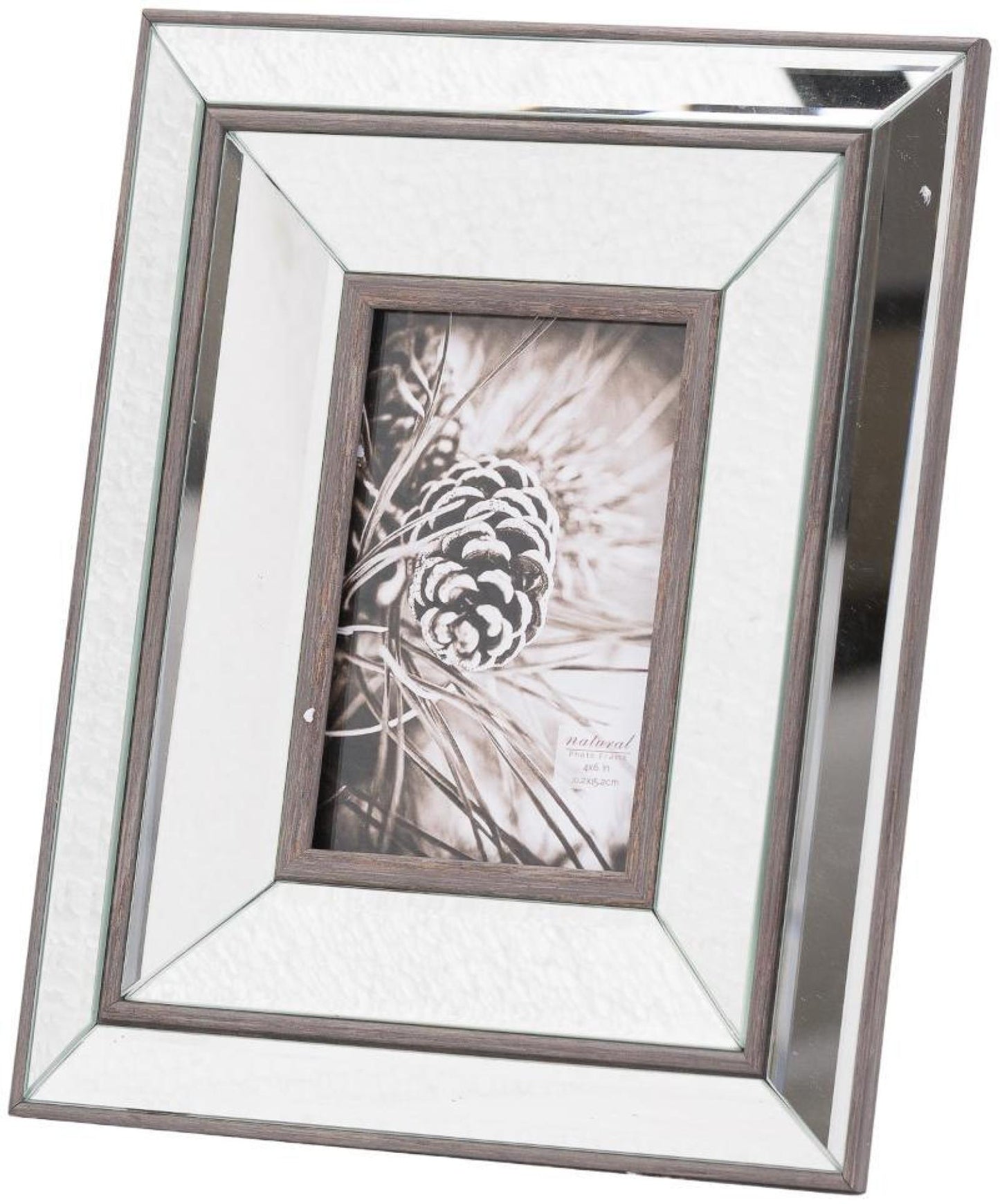 Tristan Brown Wood and Mirrored Glass Mirror and Wood 4X6 Frame