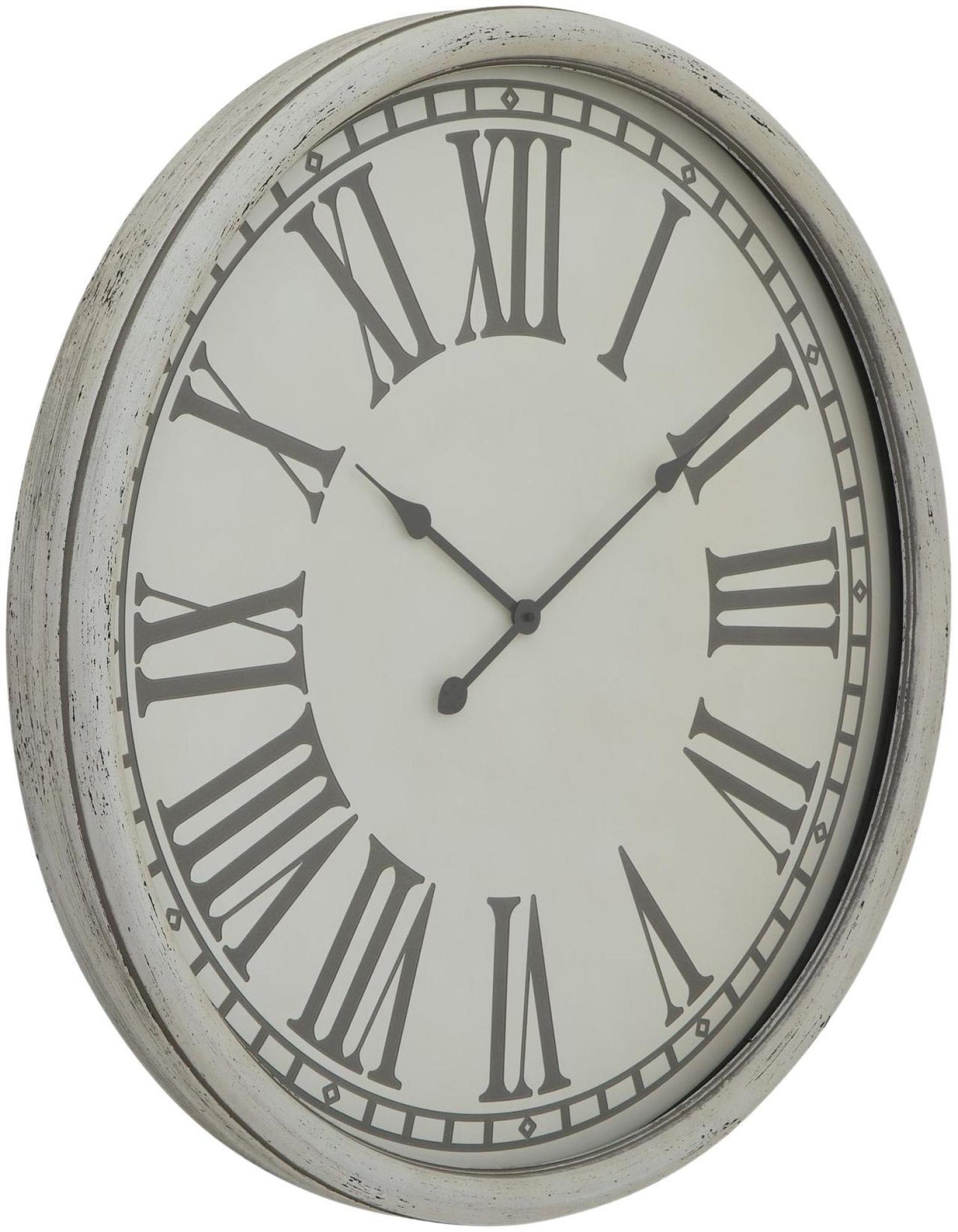 White Metal Embossed Wall Clock - 80cm x 80cm