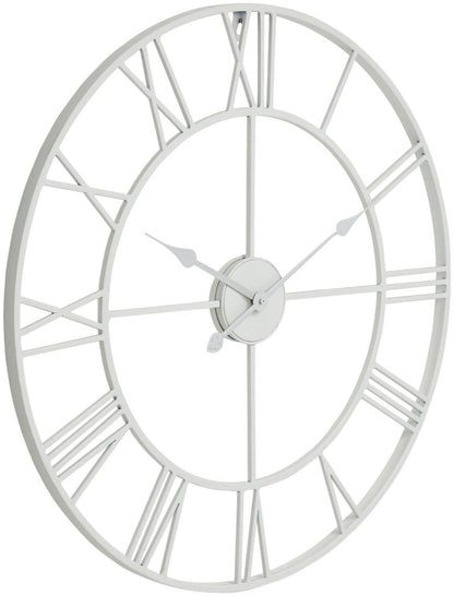 White Metal Skeleton Wall Clock - 70cm x 70cm