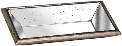 Astor Distressed Wooden Detailing Mirrored Display Tray