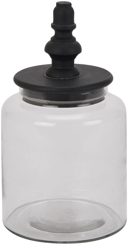 Black Glass Finial Canister