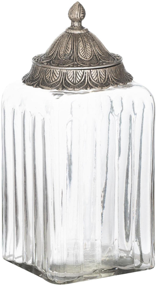 Moroccan Style Clear Glass Lidded Large Display Jar