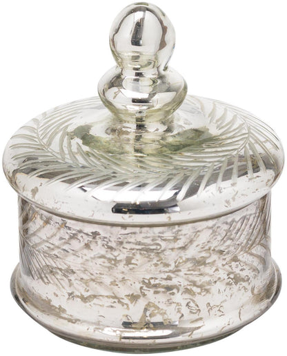 Silver Small Glass Foil Effect Trinket Jar