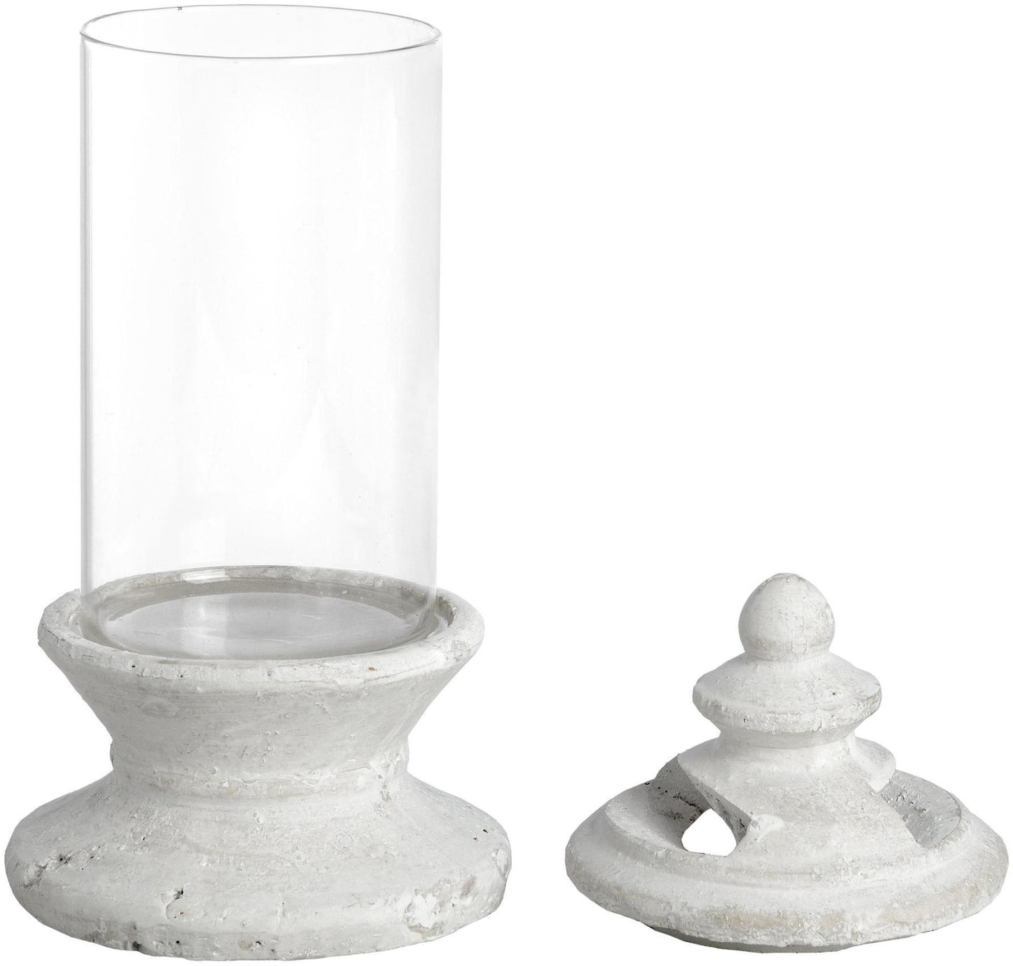 White Stone Glass Candle Holder