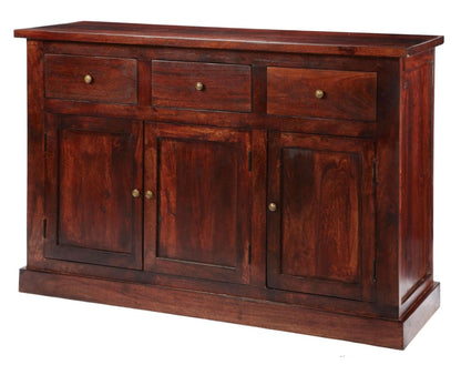 Jaipur Dark Mango Wood 135cm Large Sideboard - 3 Doors