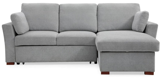 Sorrento Grey Fabric Corner Pull Out Sofa Bed with Storage