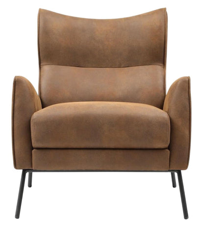 Chloe Brown Leather Look Fabric Accent Armchair