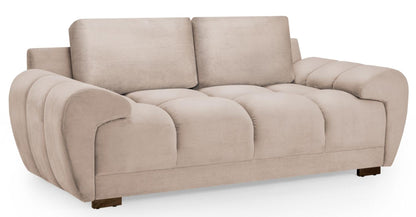 Luxurious Mocha Velvet 2-Seater Sofa with Storage & Sofabed