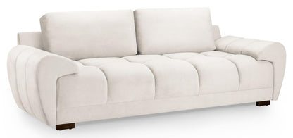 Azzuro Cream Velvet Fabric 3 Seater Sofa