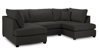 Carnaby Classic Black Fabric U Shape Corner Sofa Suite