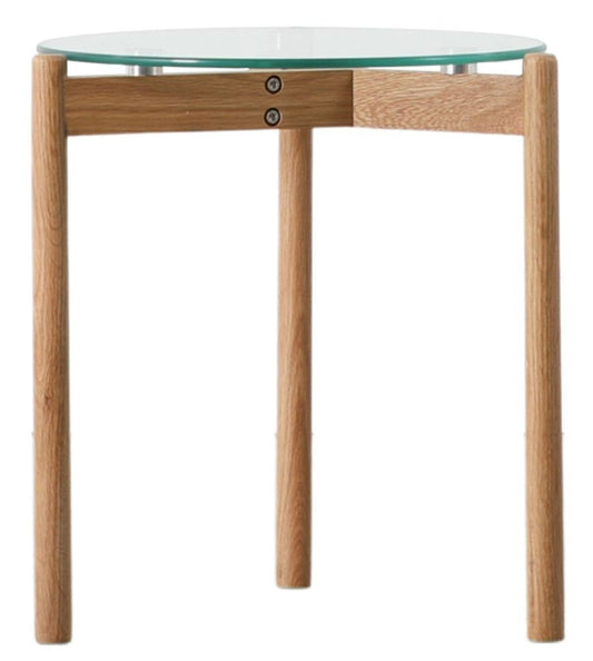 Moran Natural Oak and Glass 40cm Round Side Table