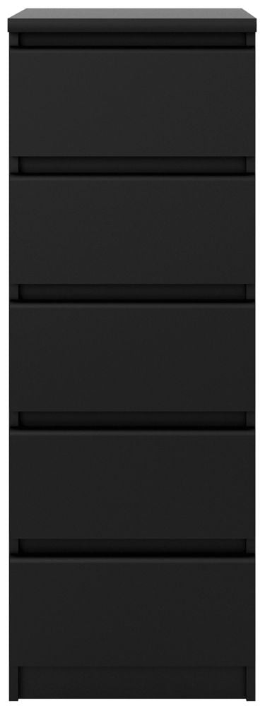 Naia Narrow Chest of 5 Drawer in Black Matt