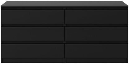 Naia Wide Chest of 6 Drawer in Black Matt