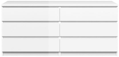 Naia Wide Chest of 6 Drawer in White High Gloss