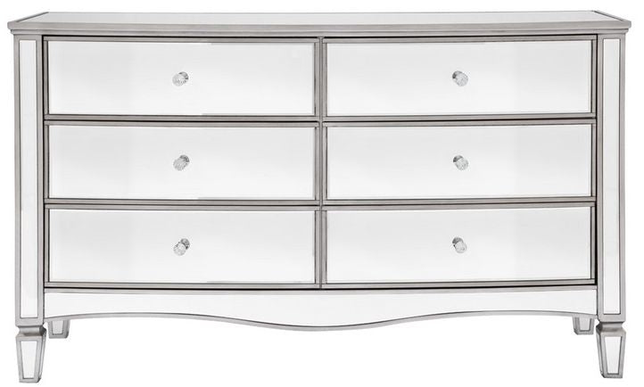 Elysee Mirrored Glass 6 Drawer Wide Chest