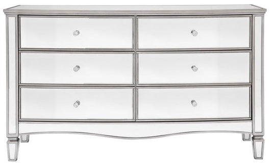 Elysee Mirrored Glass 6 Drawer Wide Chest