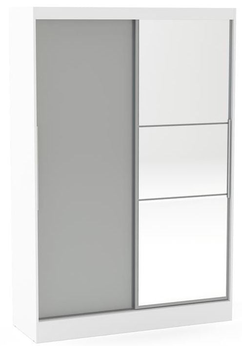 Lynx White and Grey Sliding Mirrored Wardrobe - 2 Doors