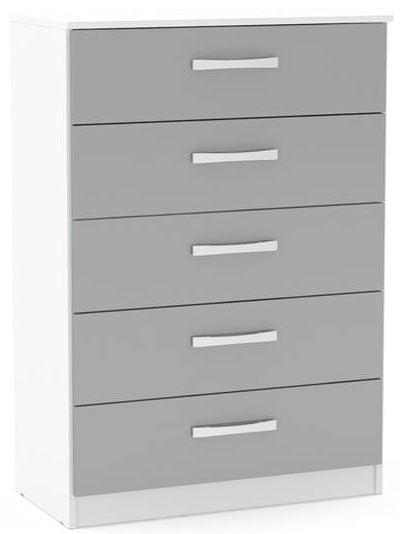 Lynx White and Grey Chest - 5 Drawers