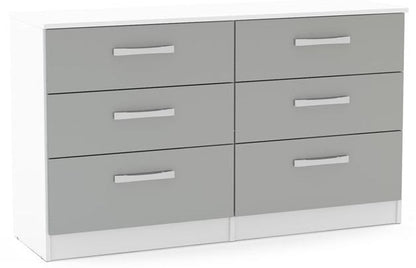 Lynx White and Grey Chest - 6 Drawers