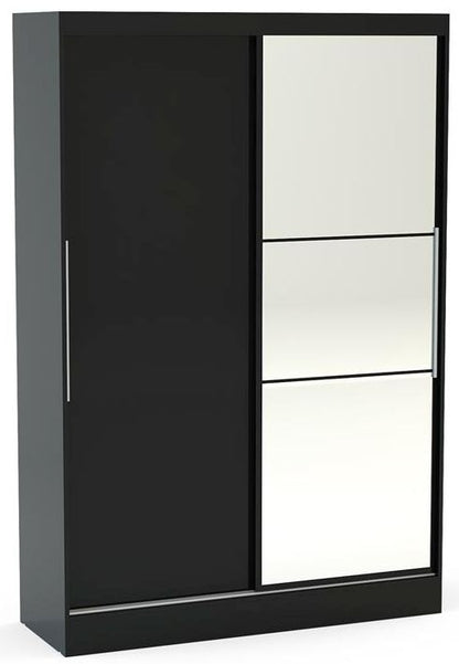 Lynx Black 2 Door Sliding Mirrored Wardrobe