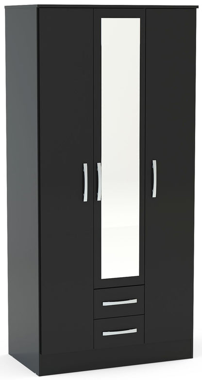 Lynx Black 3 Door Combi Wardrobe