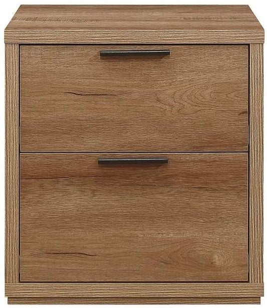 Stockwell Rustic Oak Effect Bedside Cabinet - 2 Drawers