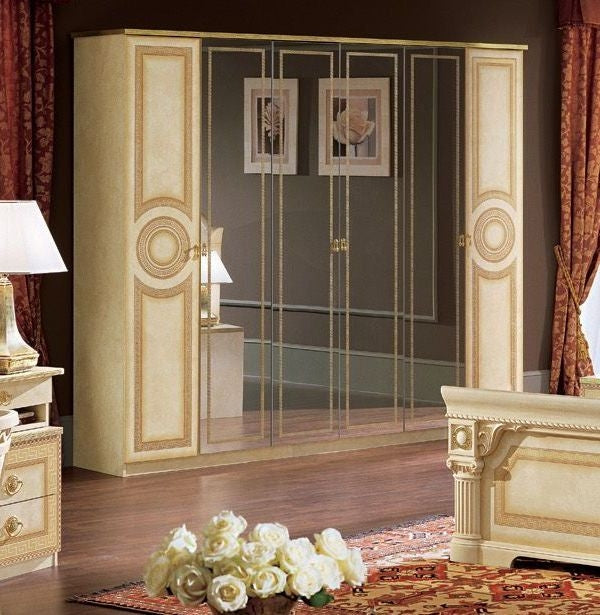 Camel Aida Ivory Italian 6 Door Wardrobe