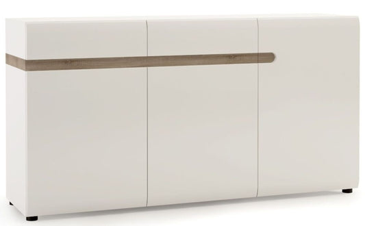 Chelsea Living 2 Drawer 3 Door Sideboard in White with Truffle Oak Trim