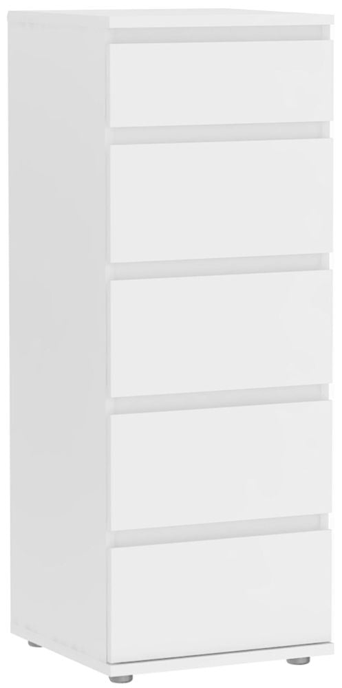 Nova Narrow Chest of 5 Drawer in White