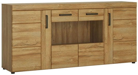 Cortina 4 Door Wide Glazed Sideboard in Grandson Oak