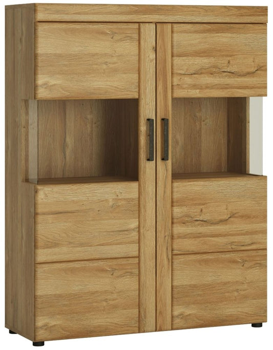 Cortina Low Wide 2 Door Display Cabinet in Grandson Oak