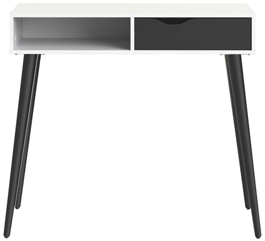 Oslo Console Table 1 Drawer 1 Shelf in White and Black Matt