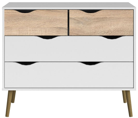 Oslo Chest of 4 Drawer in White and Oak