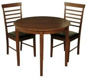 Hanover Dark Oak 45cm-90cm Round Extending Half Moon Dining Table and 2 Chairs