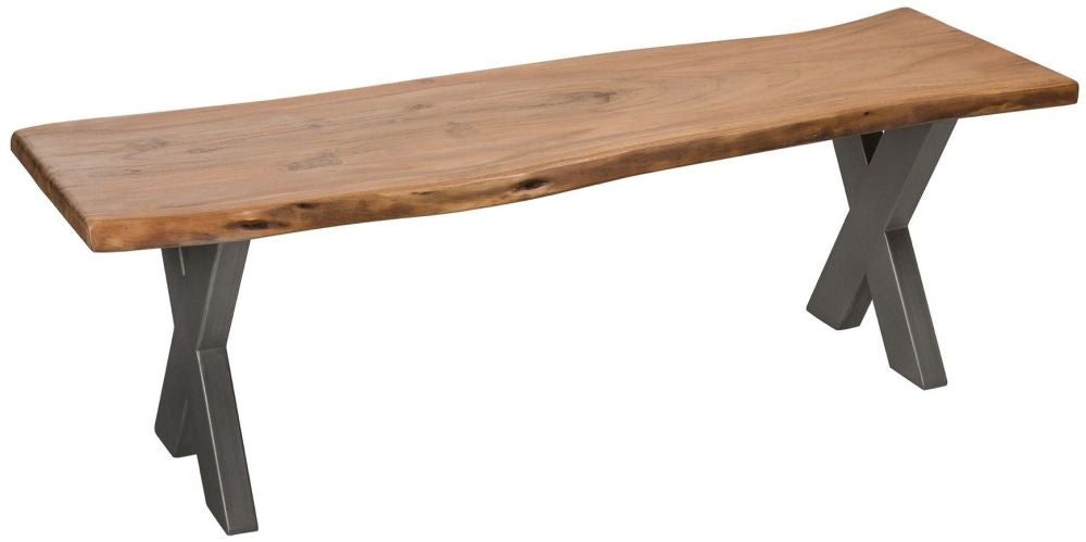 Live Edge Industrial Dining Bench