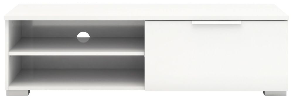 Match TV Unit 1 Drawer 2 Shelf in White High Gloss