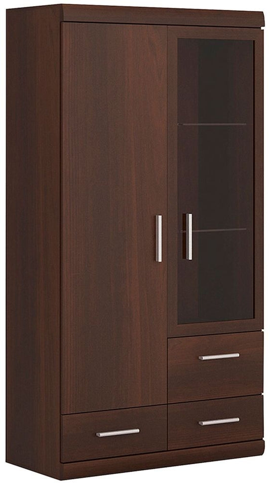 Imperial 2 Door 3 Drawer Glazed Display Cabinet in Dark Mahogany Melamine