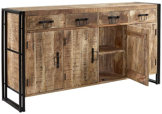 Cosmo Natural 4 Door 4 Drawer Industrial Large Sideboard