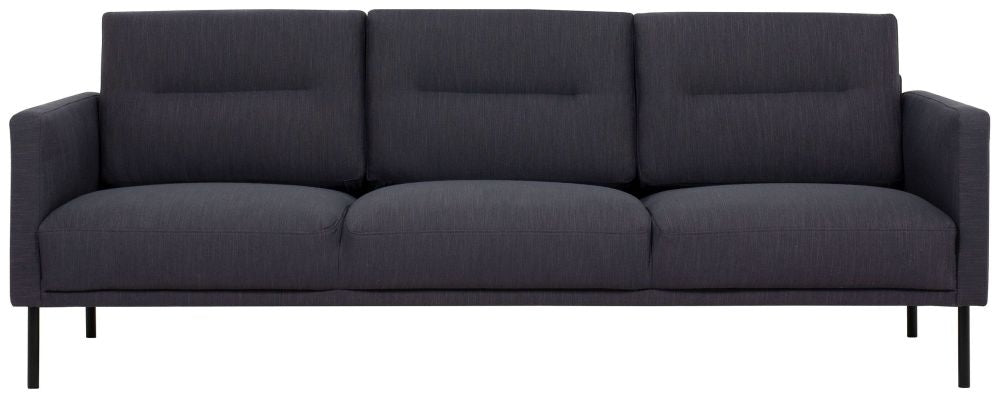 Larvik Fabric 3 Seater Sofa Anthracite with Black Legs