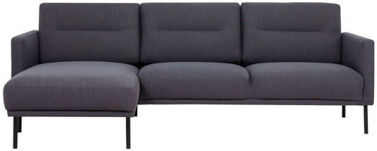 Larvik Chaiselongue Fabric Sofa Anthracite with Black Legs (LH)