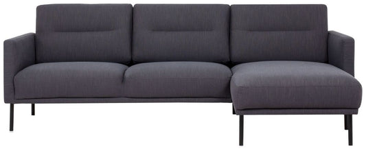 Larvik Anthracite Fabric Chaiselongue Sofa Anthracite with Black Legs (RH)