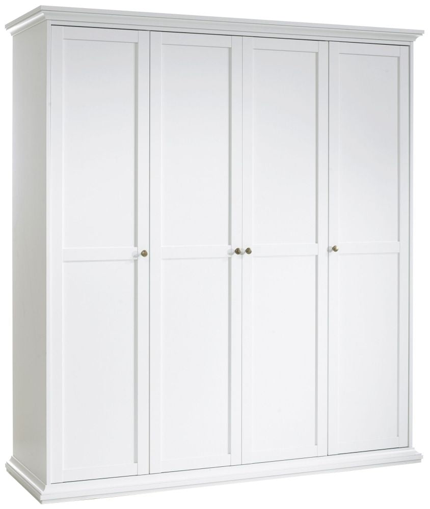 Paris Wardrobe with 4 Door in White