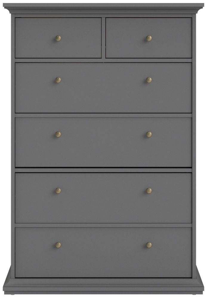 Paris Chest of 6 Drawer in Matt Grey