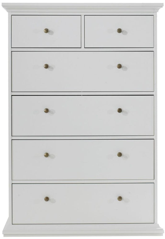 Paris 6 Drawer Chest in White