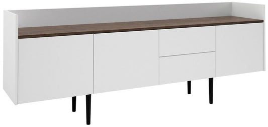 Unit Sideboard 2 Drawer 3 Door in White and Walnut