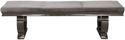 Vida Living Arianna Pewter Velvet Dining Bench