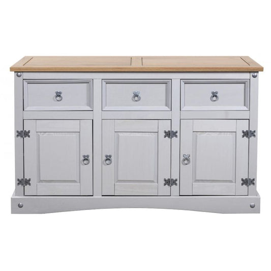 Waltham Distressed Pine Top Sideboard with 3 Drawers 3 Doors - Grey Finish