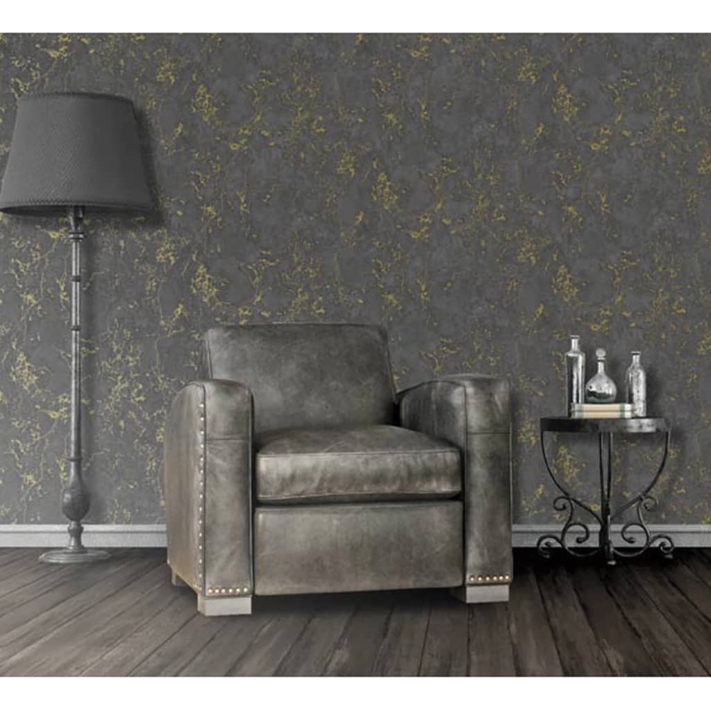 Dutch Wallcoverings Wallpaper Marble Black And Gold