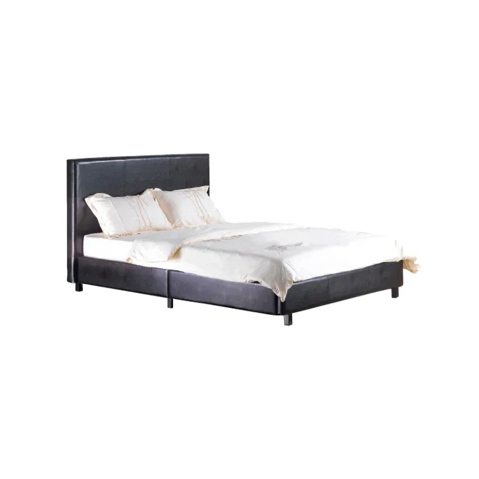 Opulent Kingsize Black Faux Leather Bed with High Headboard - Luxurious Design for Modern Bedrooms